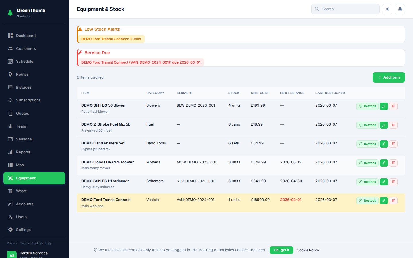 Equipment & Asset Tracking