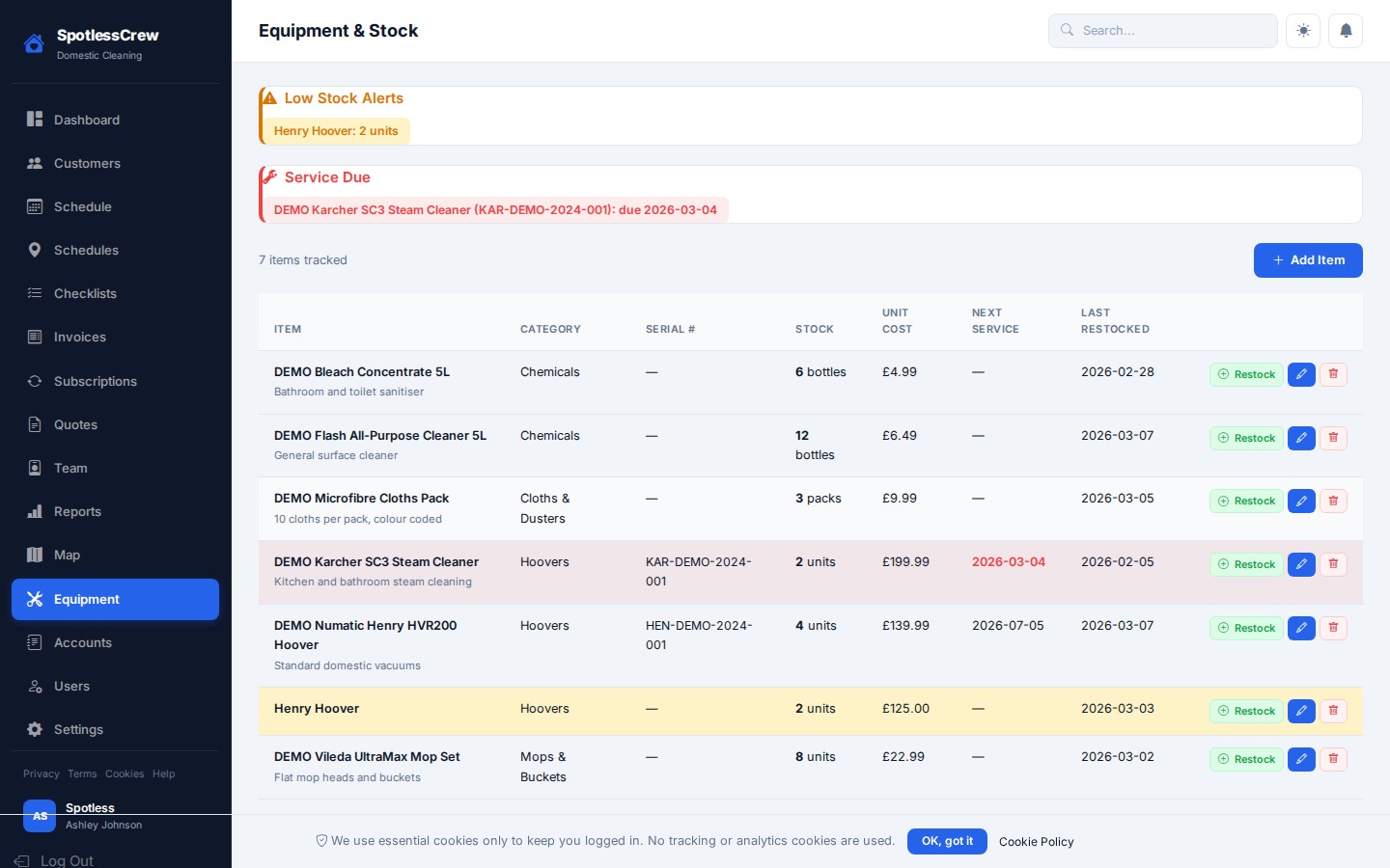 Equipment & Asset Tracking